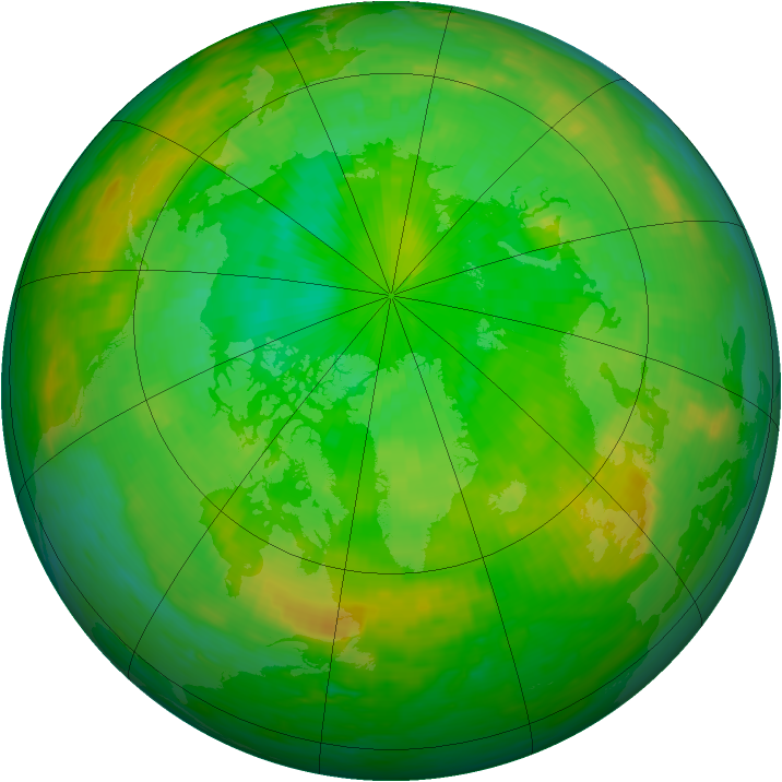 Arctic ozone map for 05 July 1990